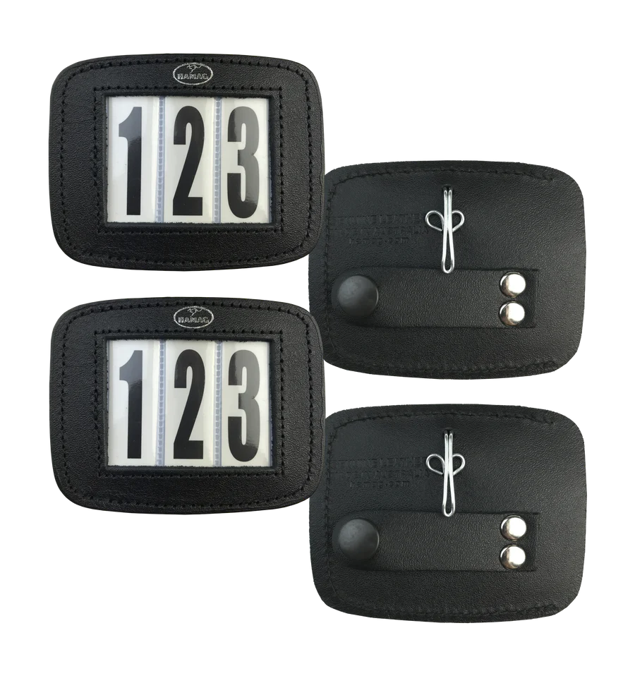 Hamag Pony Leather Bridle Number Holders 3 Digit (Pair)