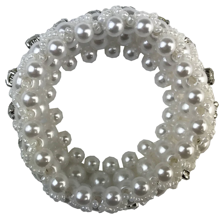 Hamag Large Pearl Scrunchie with Beads and Crystals.