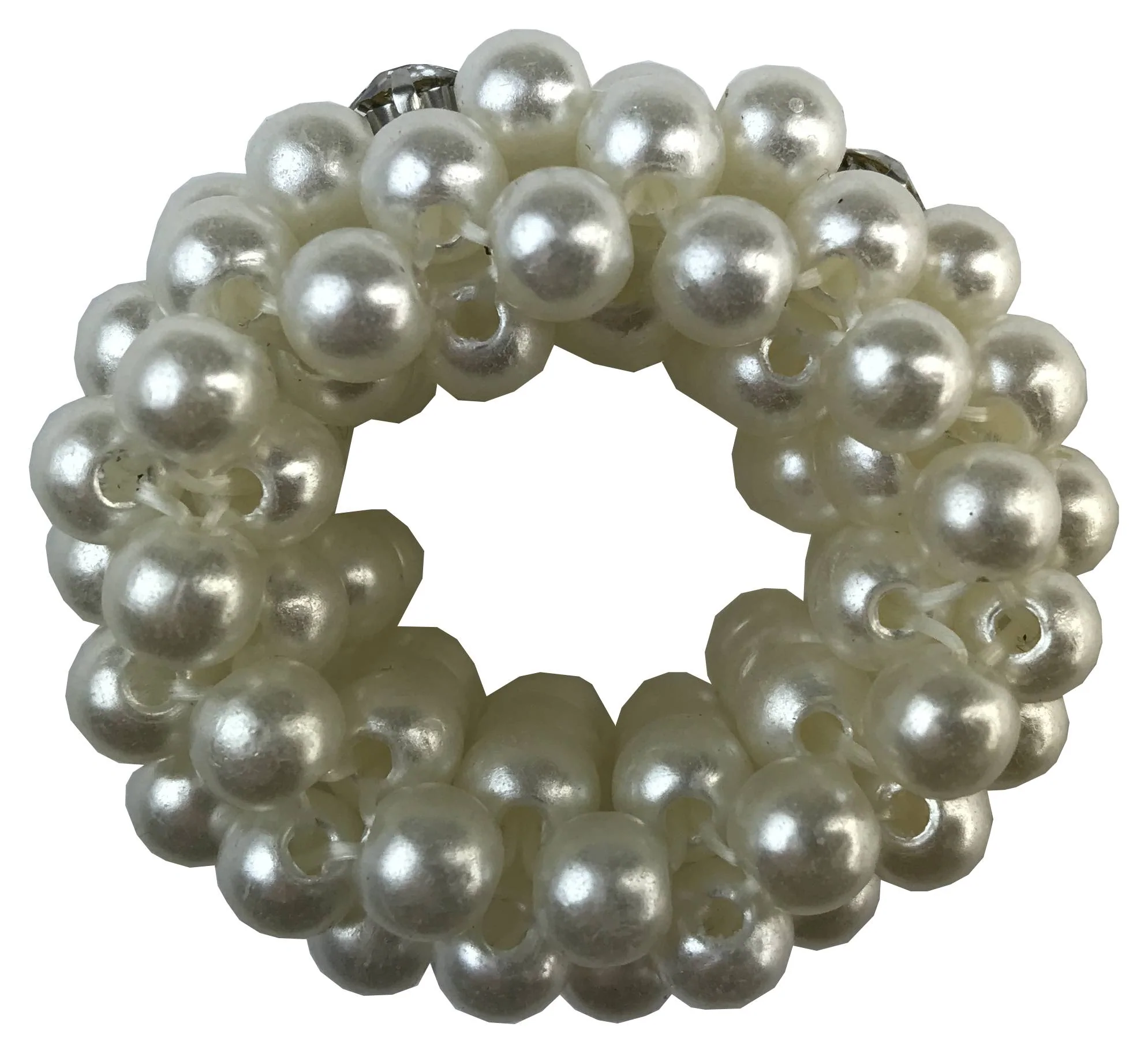 Hamag Small Pearl Scrunchie with Crystals.