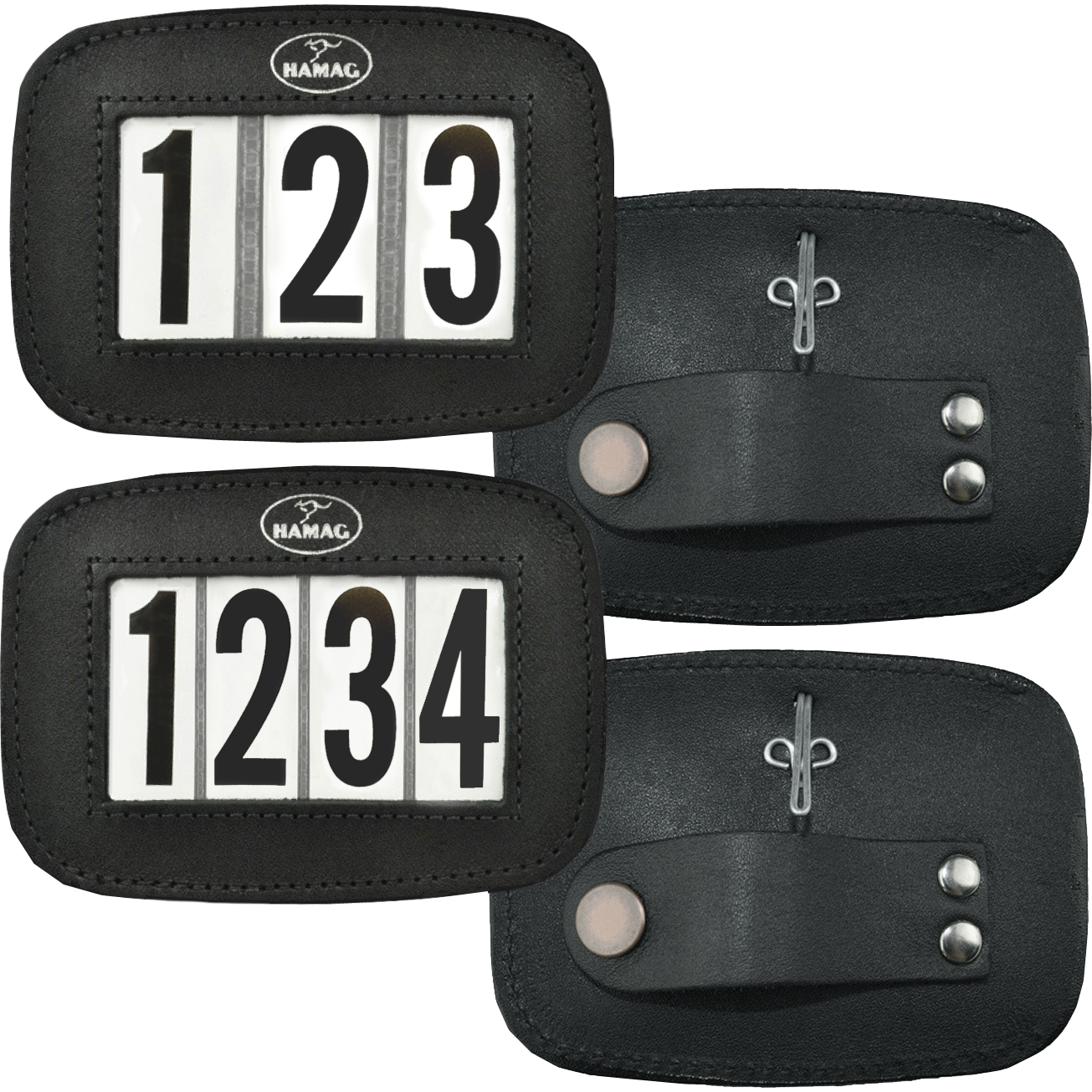 Hamag Leather Bridle Number Holders 3 Digit (Pair)