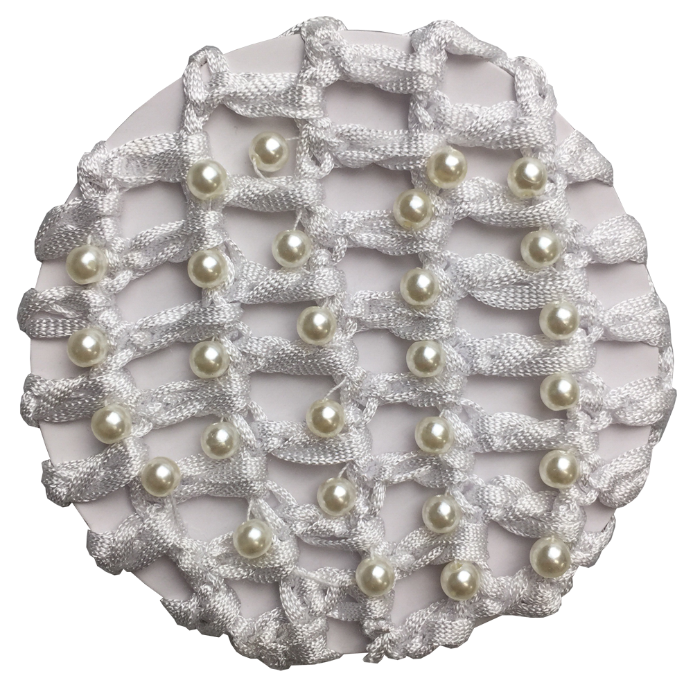 Pearl Encrusted Crocheted Ribbon Hair Bun Net