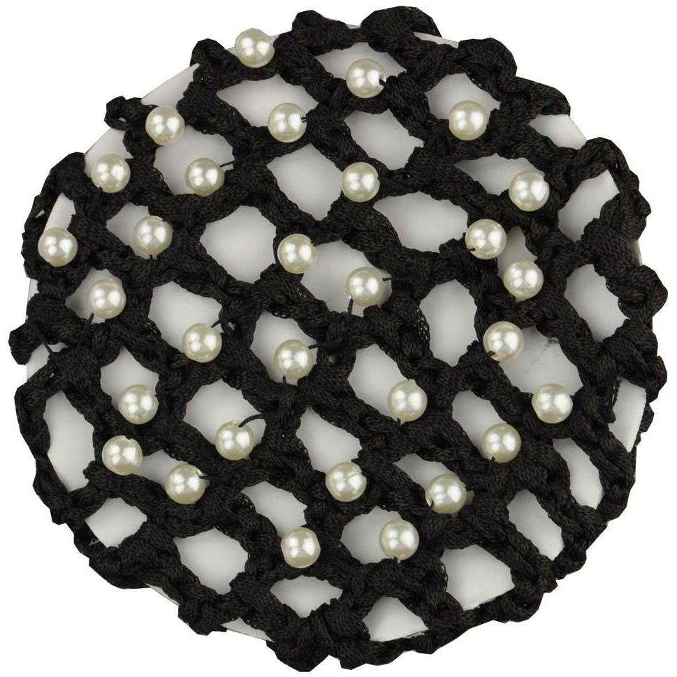 Pearl Encrusted Crocheted Ribbon Hair Bun Net